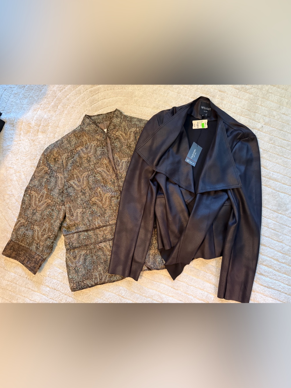 Bundle of Two Jackets Coldwater Creek and Black Textured Open Insight Jacket